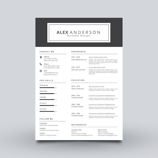 Modern simple template for curriculum