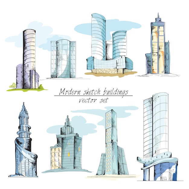 Modern sketch buildings colored