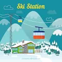 Бесплатное векторное изображение Современный дизайн лыжных станций