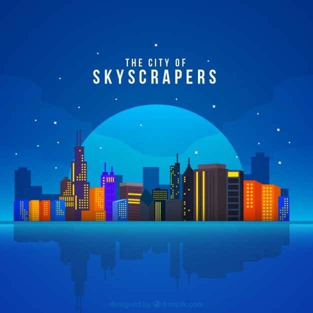 Free vector modern skyscrapers background