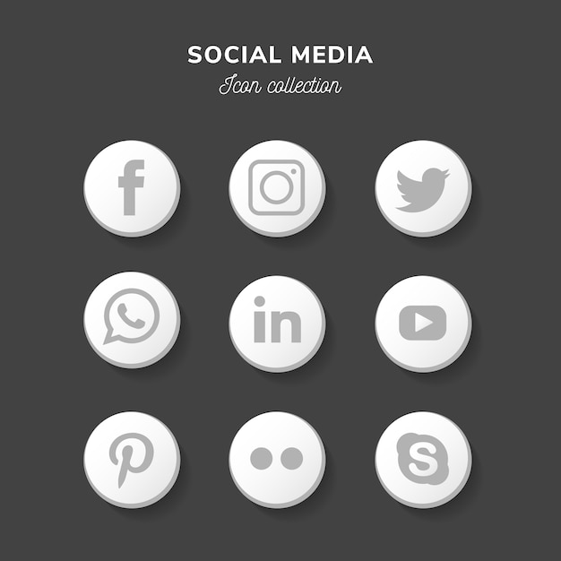 Modern social media icon set in flat design