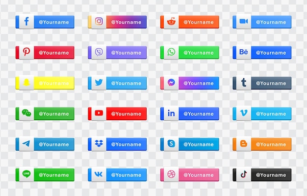 Modern social media icons logos or network platform banners facebook logo instagram icon button