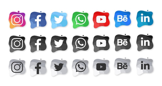 Free vector modern social media watercolor icons