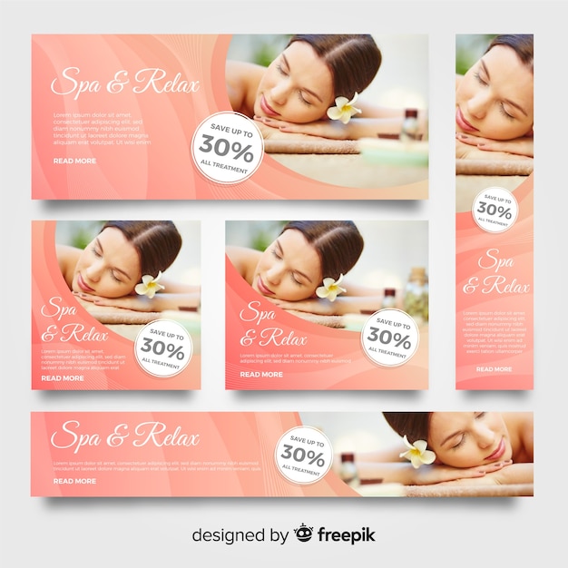 Modern spa banners with photo
