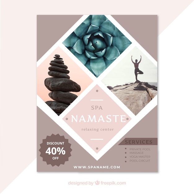 Free vector modern spa flyer template with elegant style