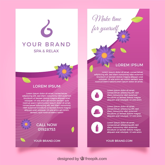 Free vector modern spa flyer template with lovely style