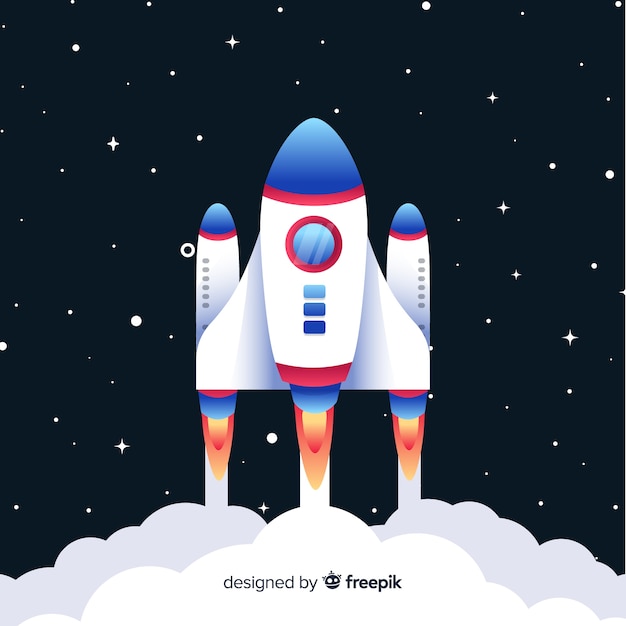 Modern space rocket with flat design