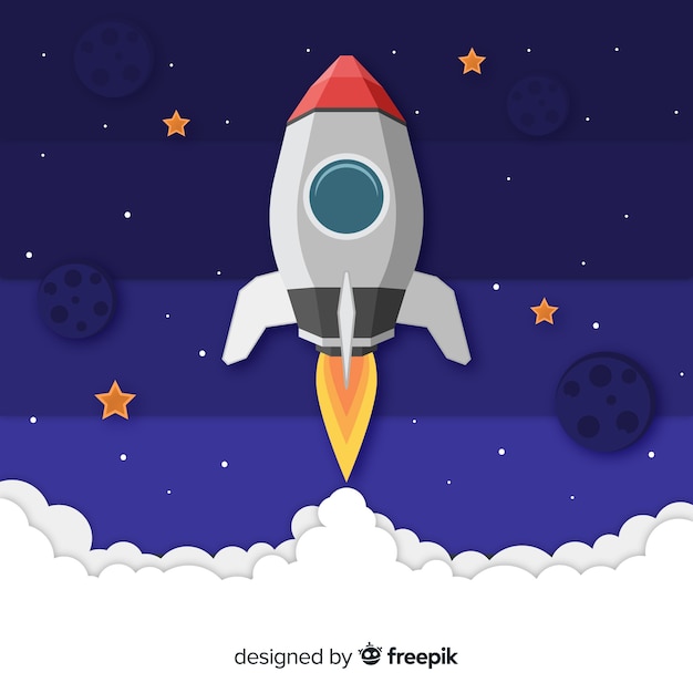 Modern space rocket with flat design