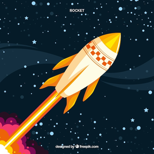 Бесплатное векторное изображение Современная космическая ракета с плоским дизайном