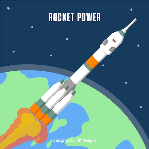 Modern space rocket with flat design