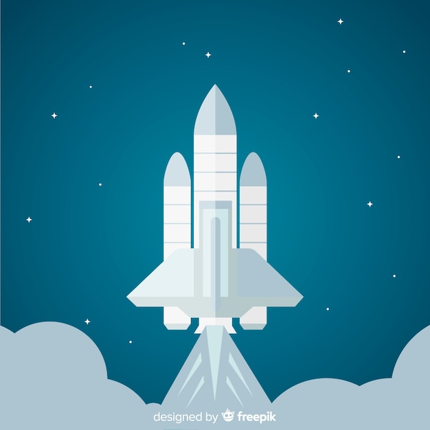 Modern space rocket with flat design