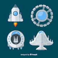 Free vector modern spaceship collection with flat design