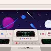 Free vector modern spaceship interior background with flat design