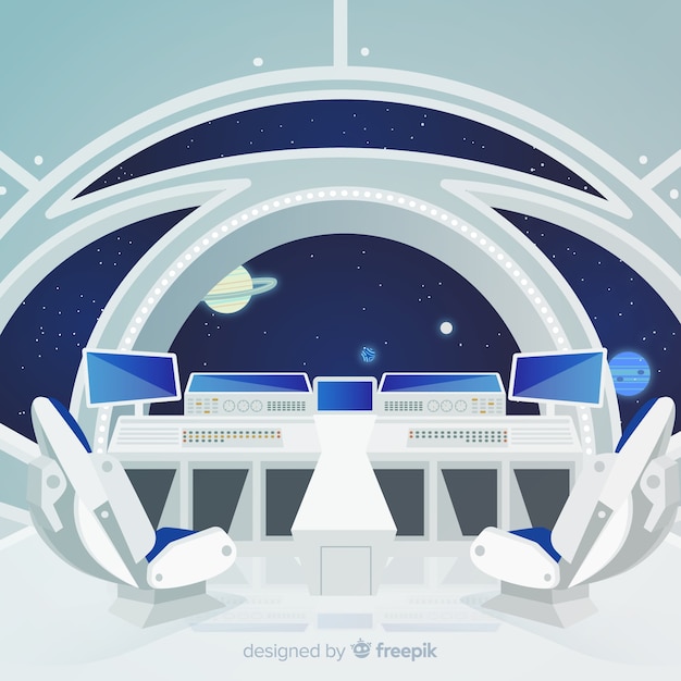 Free vector modern spaceship interior background with flat design