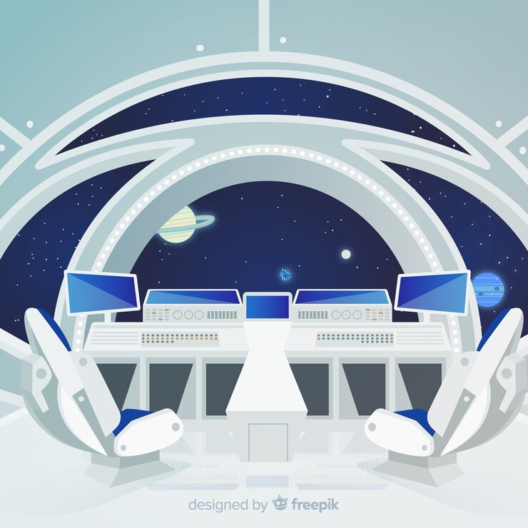 Free Vector modern spaceship interior background with flat design