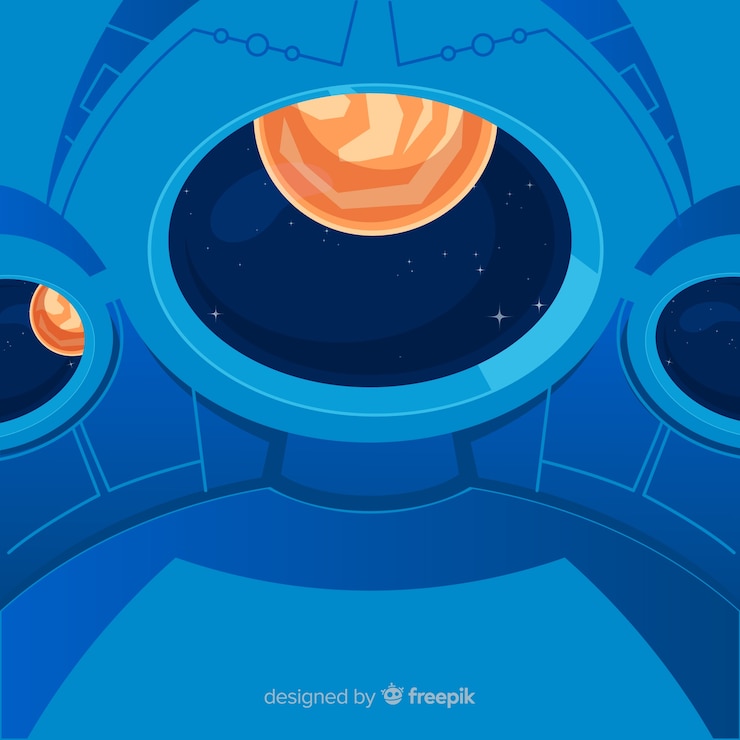 Free Vector modern spaceship interior background with flat design