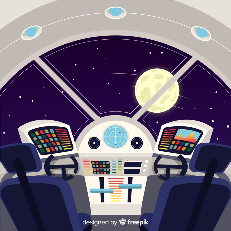 Free Vector modern spaceship interior background with flat design