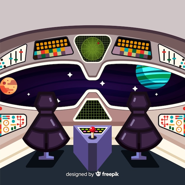 Free vector modern spaceship interior background with flat design