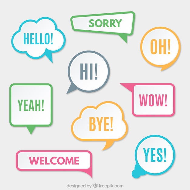 Modern speech bubbles with colored borders