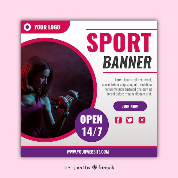 Modern sport banner with photo