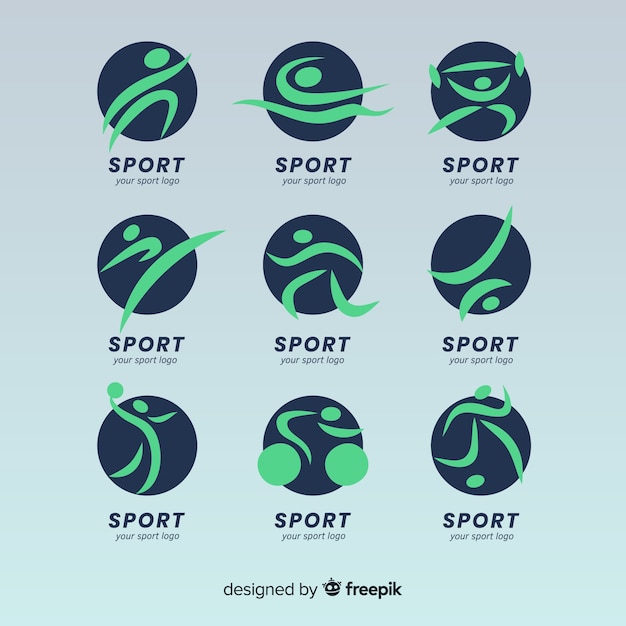 Бесплатное векторное изображение Коллекция современного спортивного логотипа