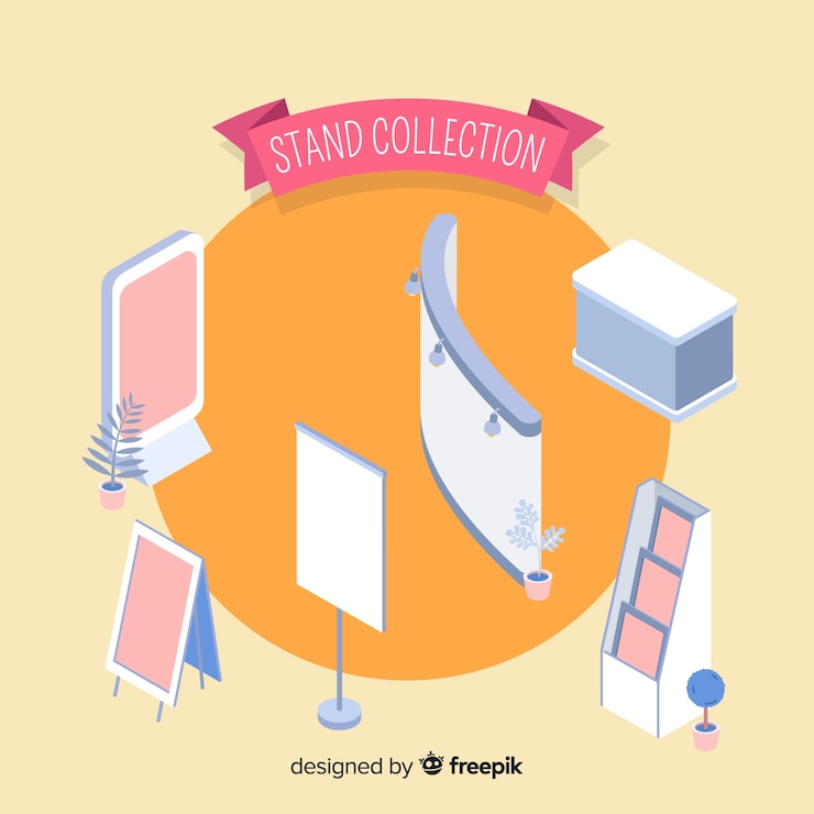 Free Vector modern stand collection with isometric view