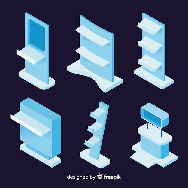 Free vector modern stand collection with isometric view