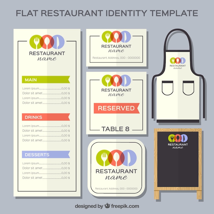 Free Vector modern stationery restaurant