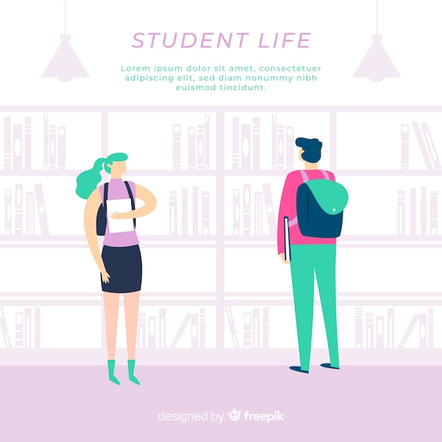 Modern student's life composition with flat design