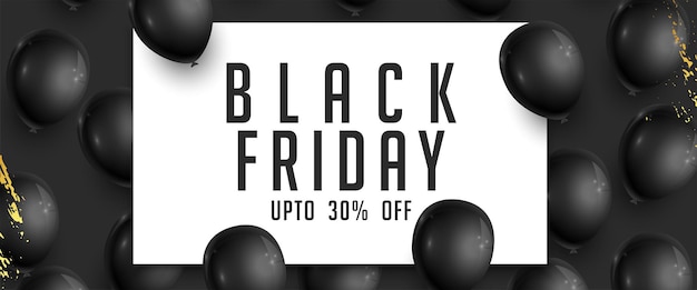 Free vector modern style black friday festive sale coupon banner with realistic balloon vector