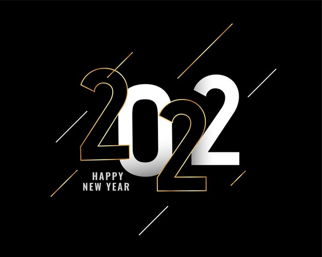 Modern style black and golden new year 2022 card design