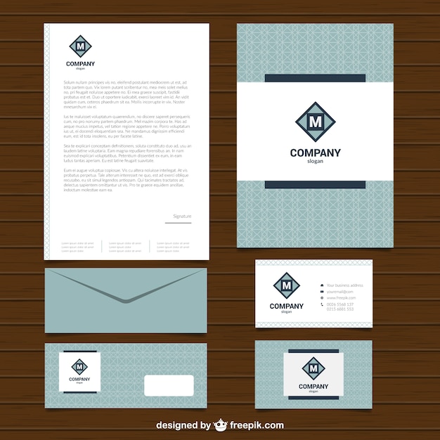 Free vector modern stylish business stationery