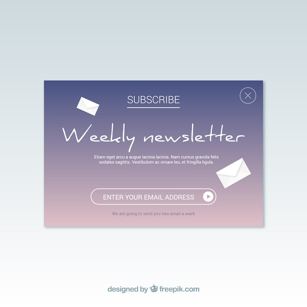 Modern subscription pop up with flat design