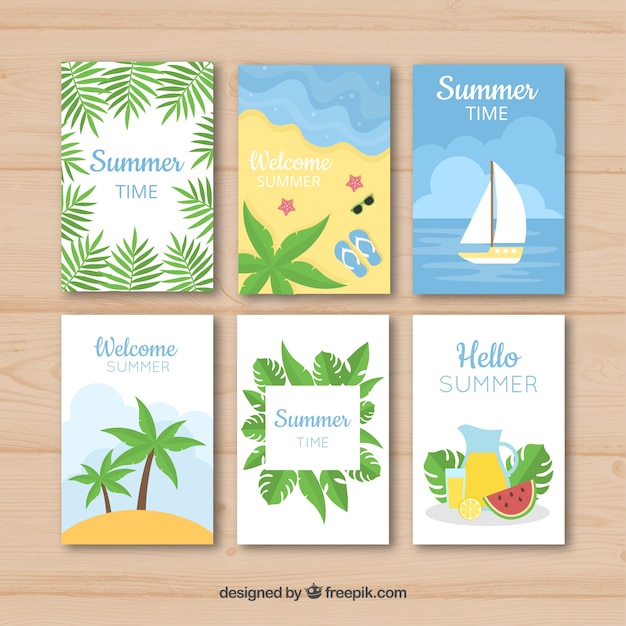 Modern summer card pack of six