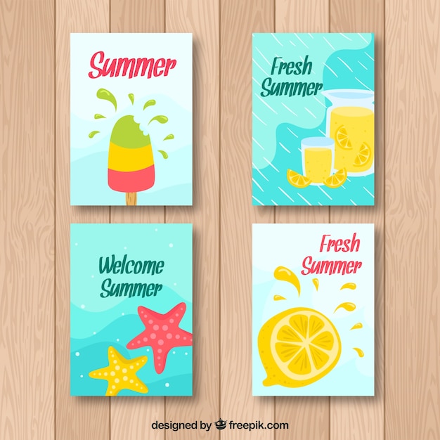 Free vector modern summer card set