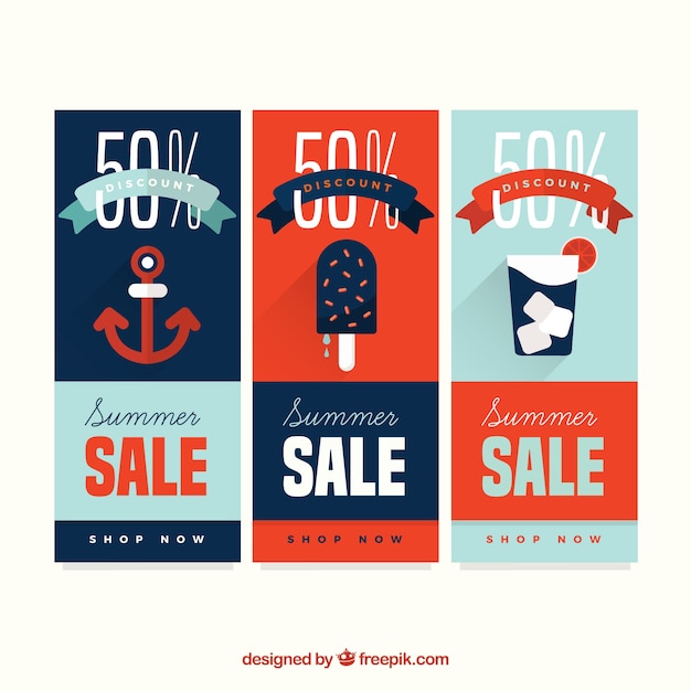 Free vector modern summer sale banner collection