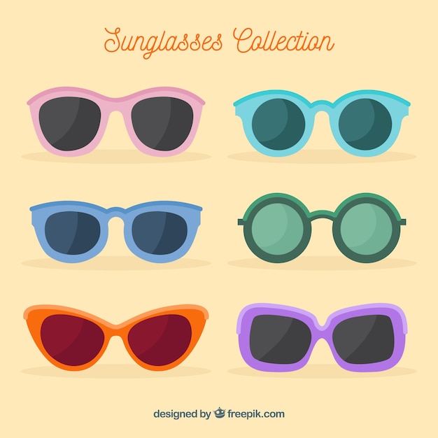 Modern sunglasses collection in flat style