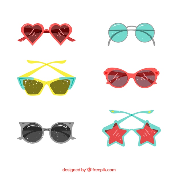 Modern sunglasses collection in flat style