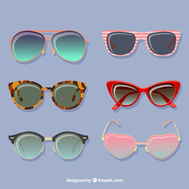 Modern sunglasses collection in flat style