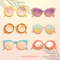 Vettore gratuito collezione di occhiali da sole moderni in stile piatto