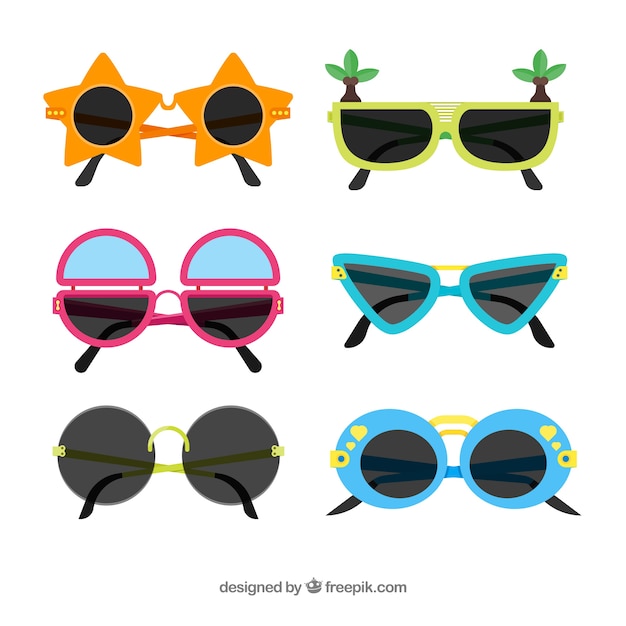 Modern sunglasses collection in flat style