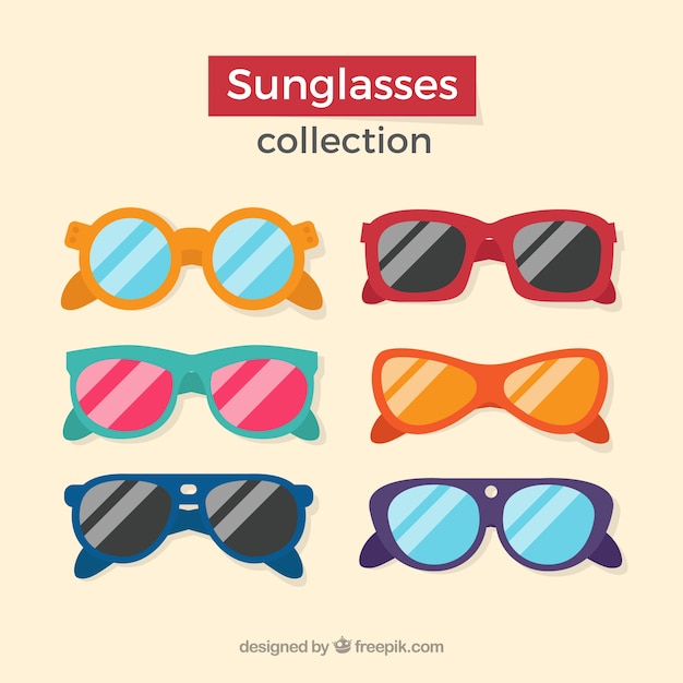 Бесплатное векторное изображение Коллекция современных солнцезащитных очков в плоском стиле