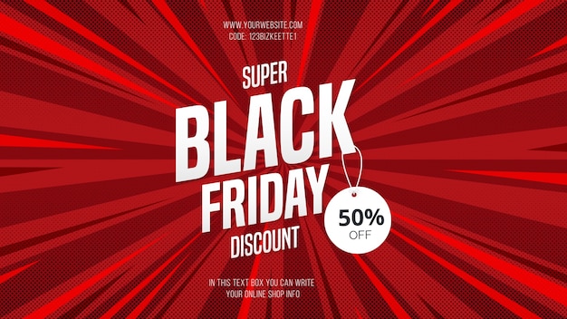 Modern Super Black Friday Sale Banner Discount with Comic style