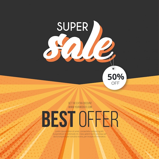 Free vector modern super sale banner template