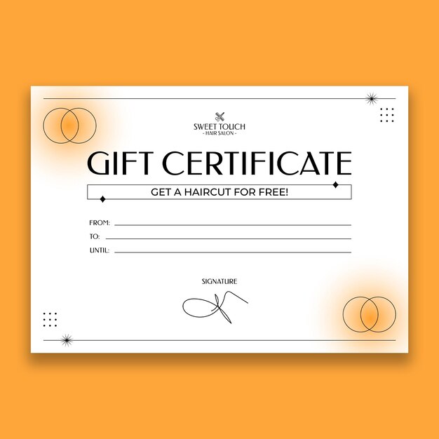 Modern sweet touch hair salon gift certificate