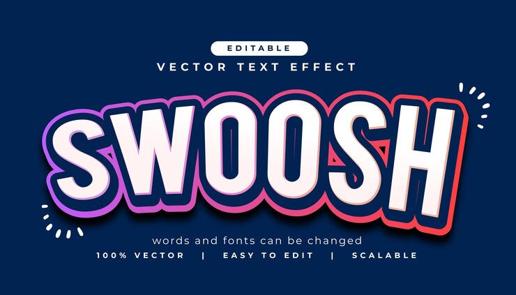 Free Vector modern swoosh text effect editable style
