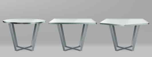 Free vector modern tables with round, square and pentagon glass top