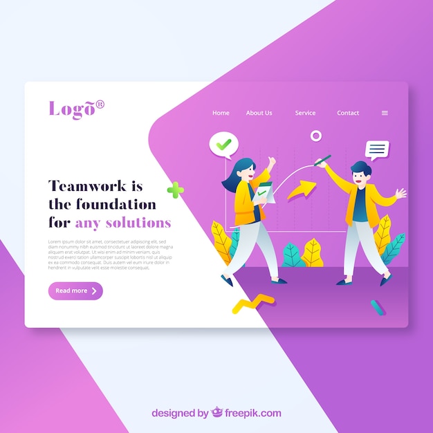 Free vector modern teamwork landing page concept