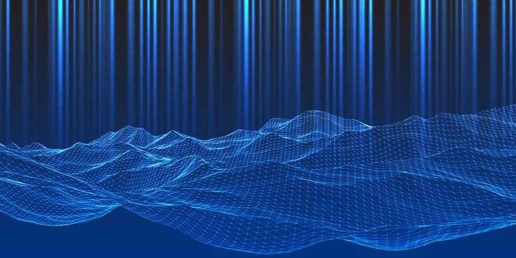Free Vector modern techno background with wireframe landscape design