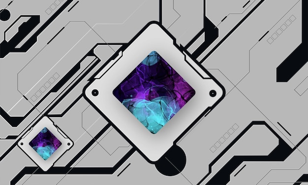 サイバー パンク スタイルの近代的な技術バナー コレクション グリッチ効果と抽象的な scifi テキスト ボックス 未来的なハイテック バッジ カラフルなグリッチ背景セット ベクトル図